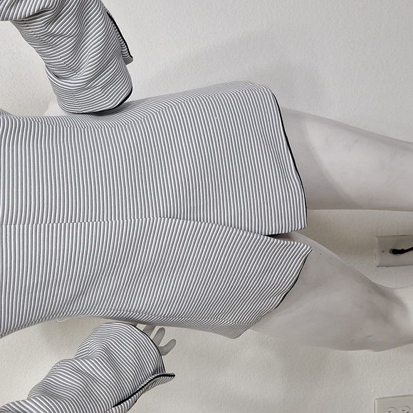 Ann Taylor Gray White Striped Preppy Careerwear One Button Blazer Jacket Size 6 - Picture 8 of 12